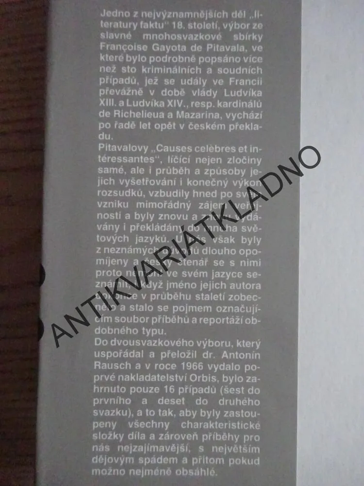 SLAVNÉ SOUDNÍ PŘÍPADY, FRANCOIS GAYOT DE PITAVAL, **an