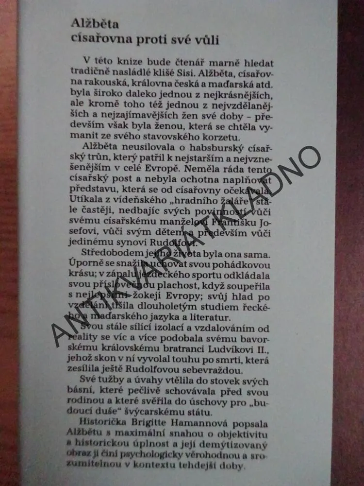 ALŽBĚTA, CÍSAŘOVNA PROTI SVÉ VŮLI, BRIGITTE HAMANNOVÁ, **an