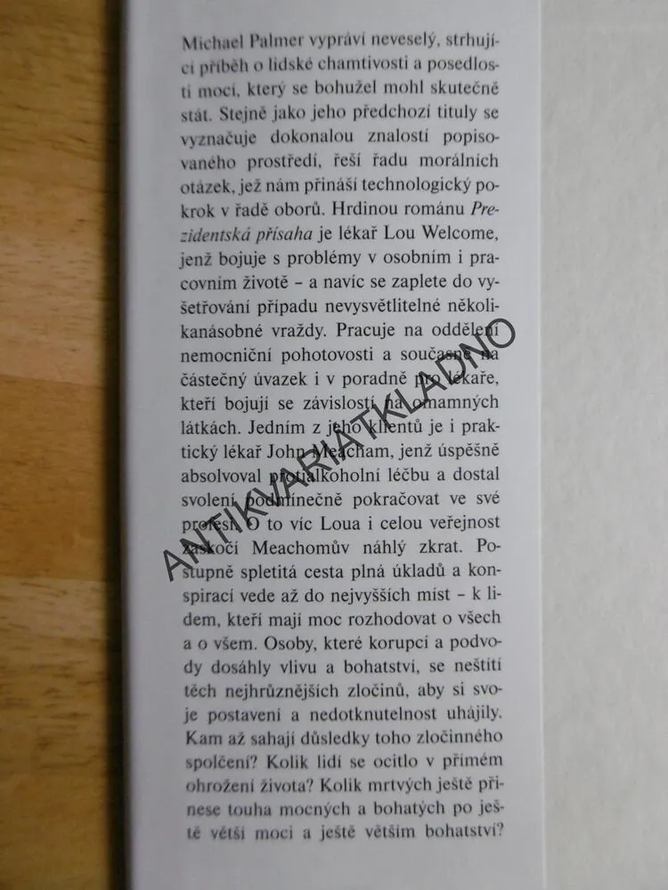 PREZIDENTSKÁ PŘÍSAHA, MICHAEL PALMER, **an