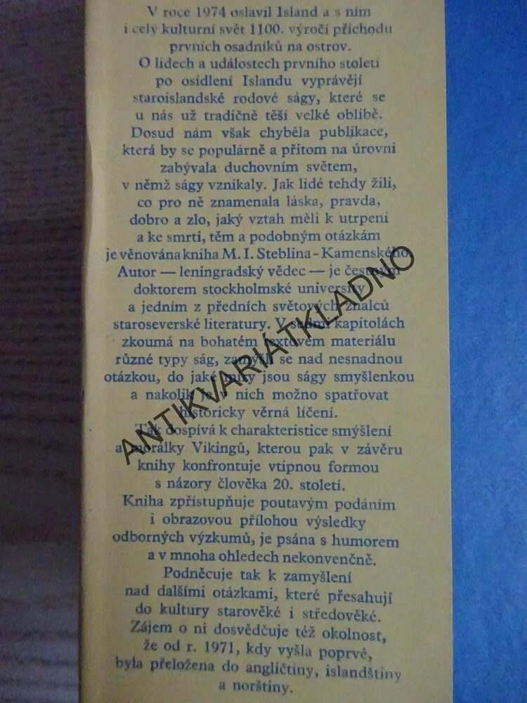SVĚT ISLANDSKÝCH SÁG, M. I. STEBLIN, KAMENSKIJ, **an