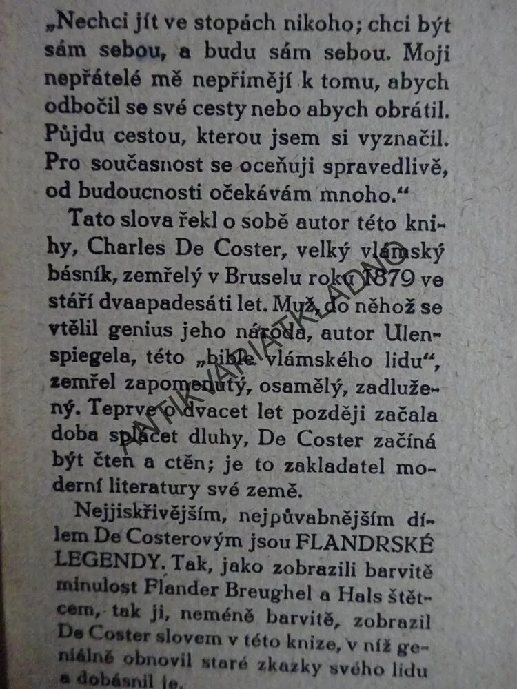 FLANDRSKÉ LEGENDY, CHARLES DE COSTER, **an
