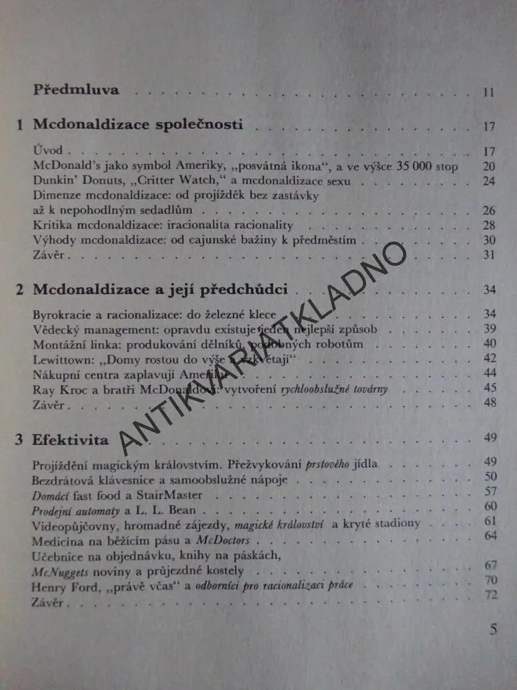 MCDONALDIZACE SPOLEČNOSTI, GEORGE RITZER, **an