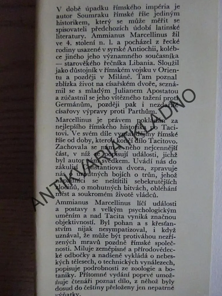 SOUMRAK ŘÍMSKÉ ŘÍŠE, AMMIANUS MARCELLINUS, **an