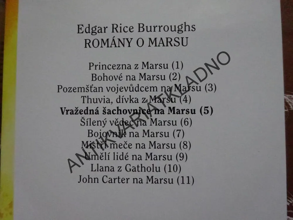 VRAŽEDNÁ ŠACHOVNICE NA MARSU, JOHN CARTER, PÁN MARSU, EDGAR RICE BURROUGHS, **an