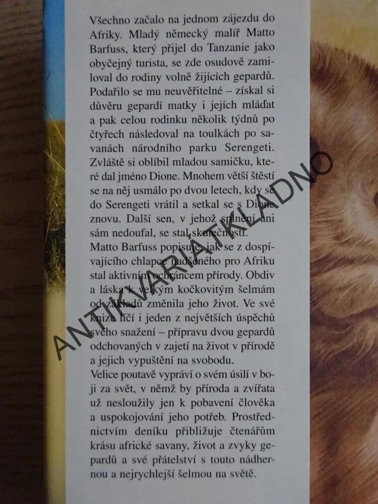 HLEDÁNÍ RÁJE, MŮJ ŽIVOT S GEPARDY, MATTO BARFUSS, **an