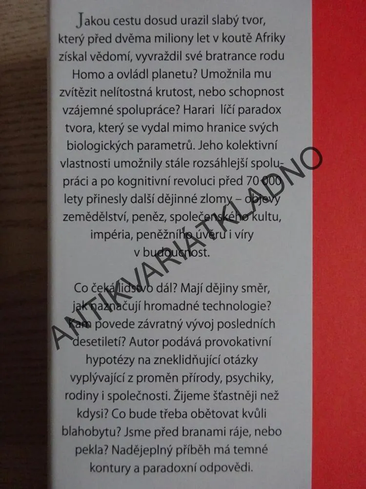 SAPIENS, STRUČNÉ DĚJINY LIDSTVA, YUVAL NOAH HARARI, **an