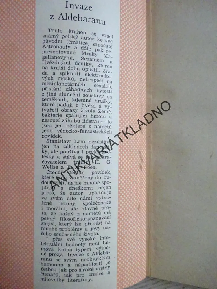 INVAZE Z ALDEBARANU, STANISLAV LEM, **an