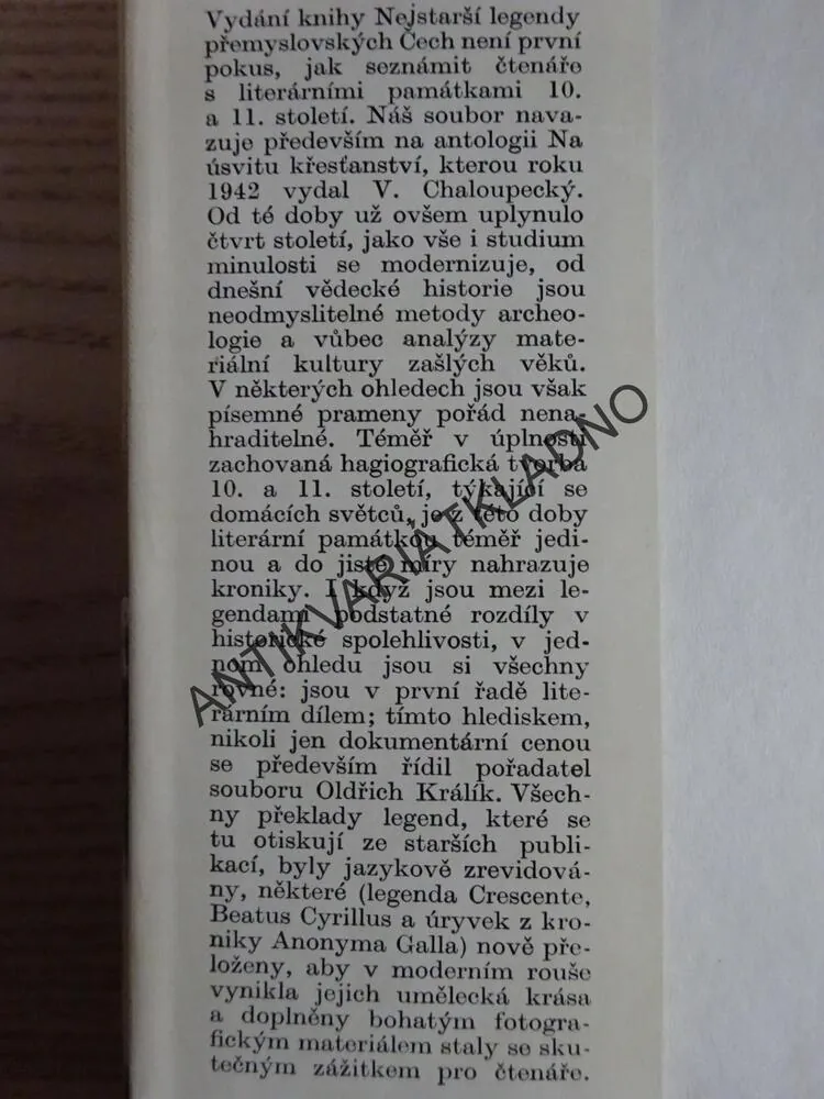 NEJSTARŠÍ LEGENDY PŘEMYSLOVSKÝCH ČECH, **an