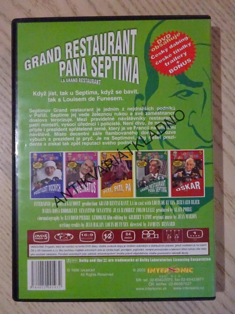 GRAND RESTAURANT PANA SEPTIMA, DVD FILM
