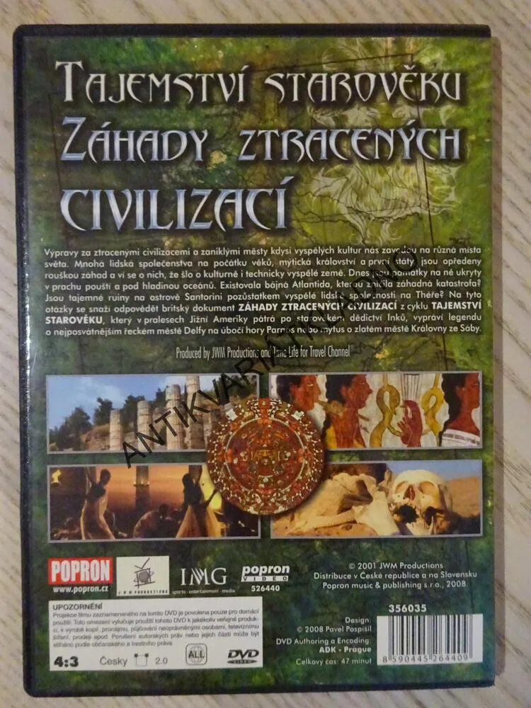 TAJEMSTVÍ STAROVĚKU, ZÁHADY ZTRACENÝCH CIVILIZACÍ, DVD FILM