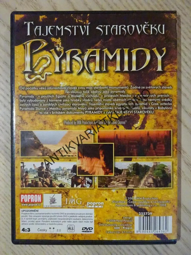 TAJEMSTVÍ STAROVĚKU, PYRAMIDY, DVD FILM