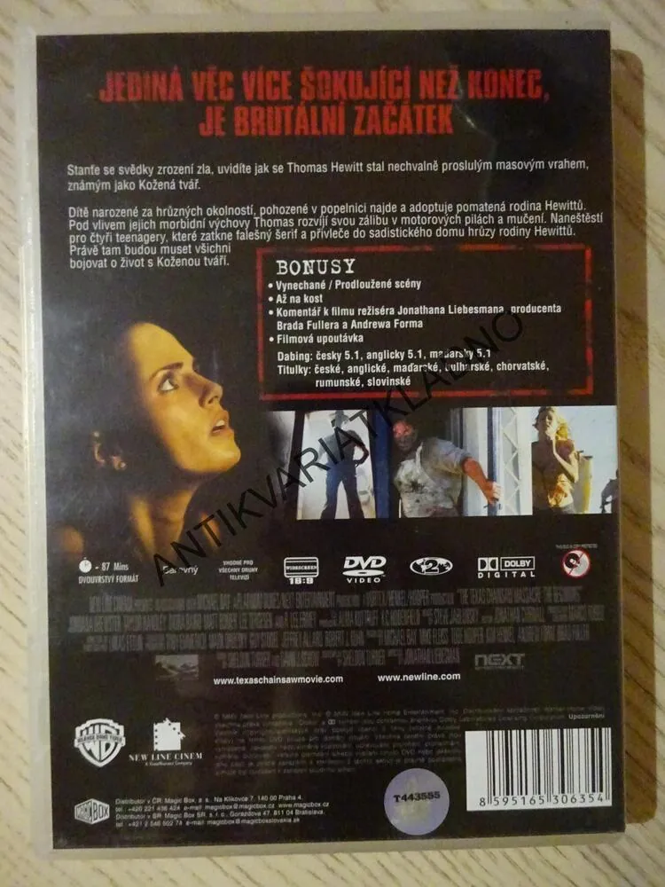 TEXASKÝ MASAKR MOTOROVOU PILOU, POČÁTEK, DVD FILM HOROR