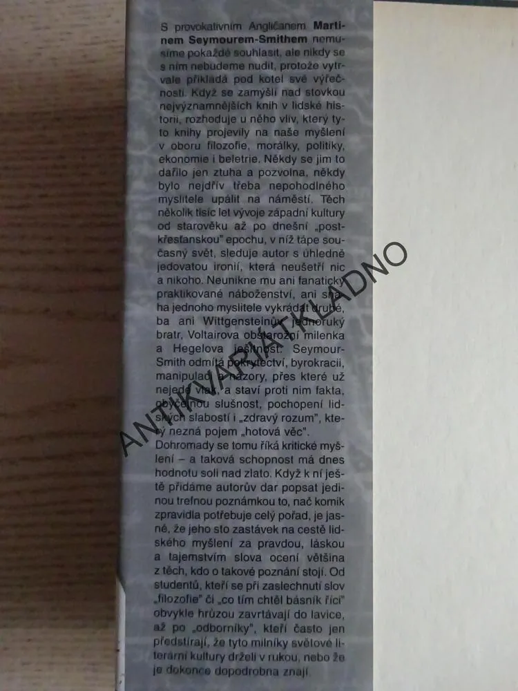100 KNIH, KTERÉ OTŘÁSLY SVĚTEM, MARTIN SEYMOUR-SMITHF, **an