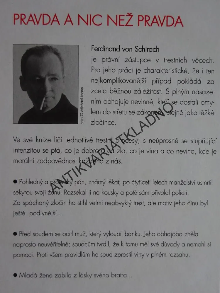 ZLOČINY, FERDINAND VON SCHIRACH,  **an