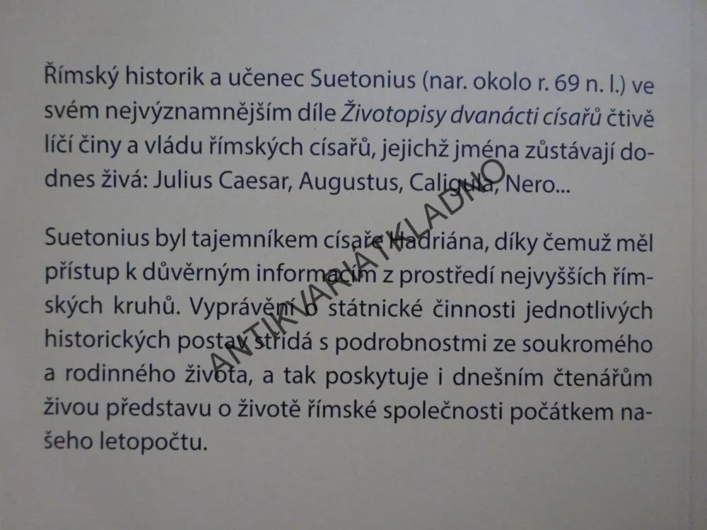 ŽIVOTOPISY DVANÁCTI CÍSAŘŮ, GAJUS SUETONIUS TRANQUILLUS, **an