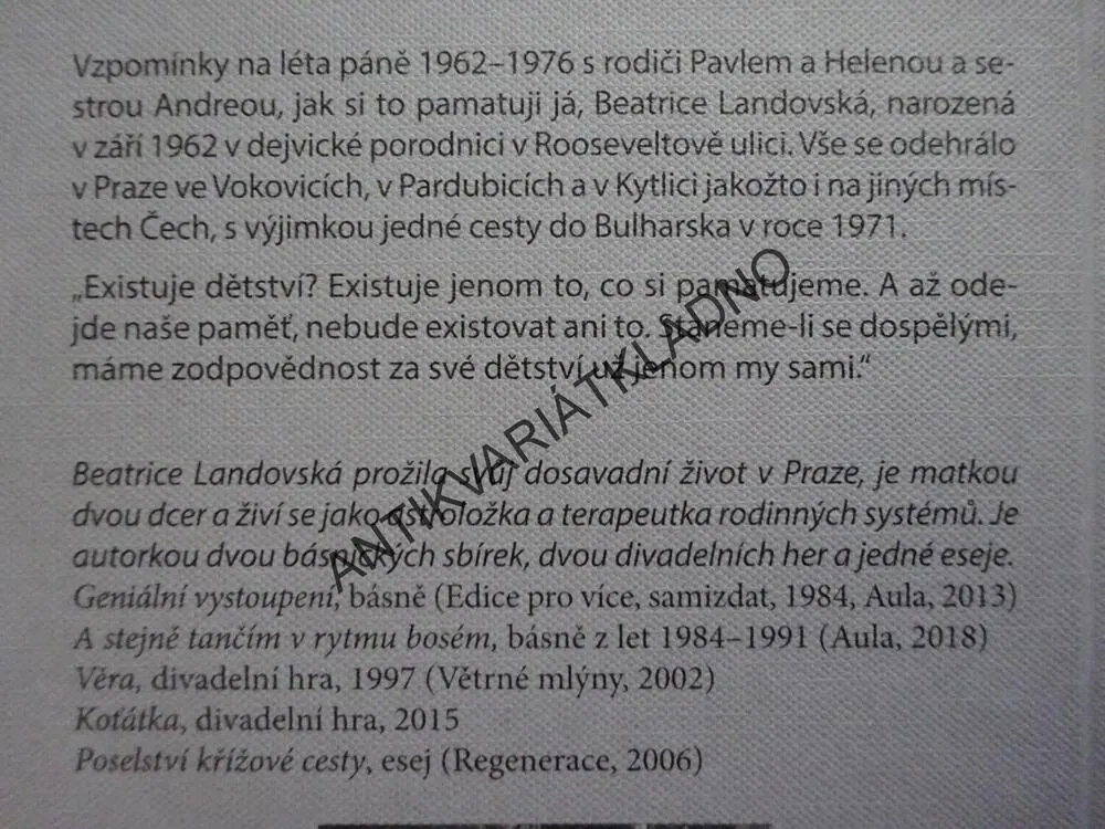NIKDY NENÍ POZDĚ NA ŠŤASTNÉ DĚTSTVÍ, BEATRICE LANDOVSKÁ, **an