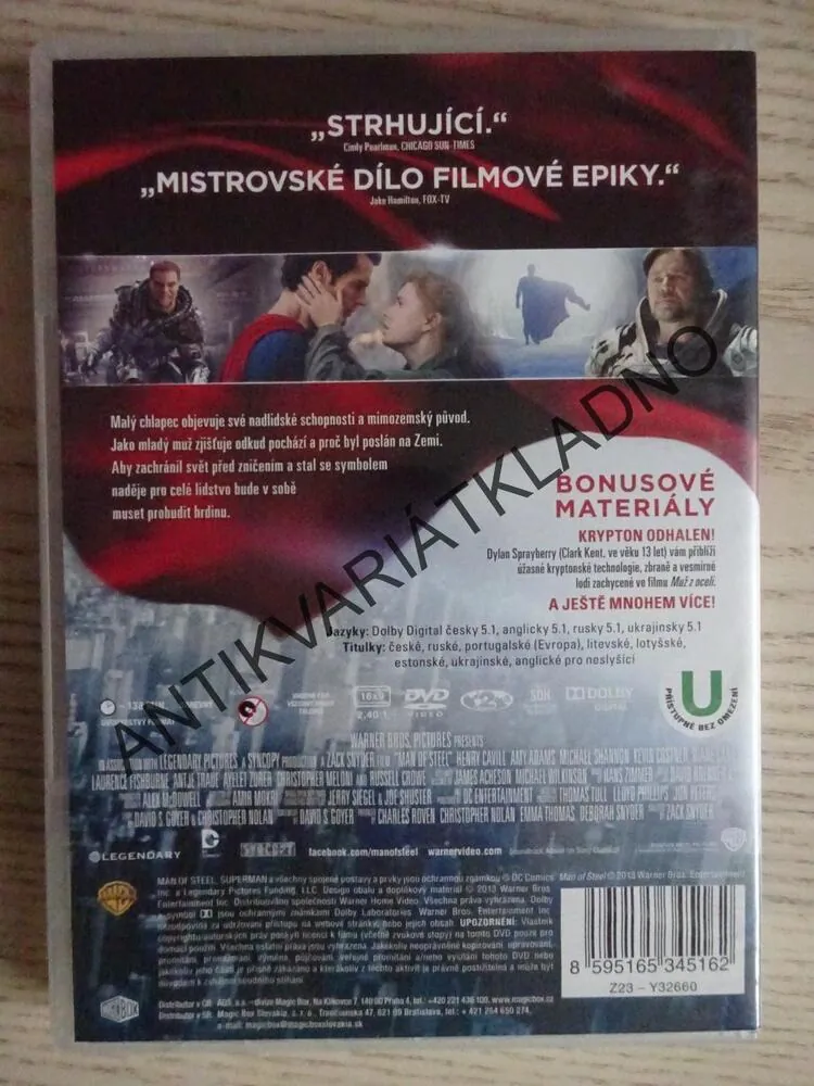 MUŽ Z OCELI, SUPERMAN, DVD FILM 