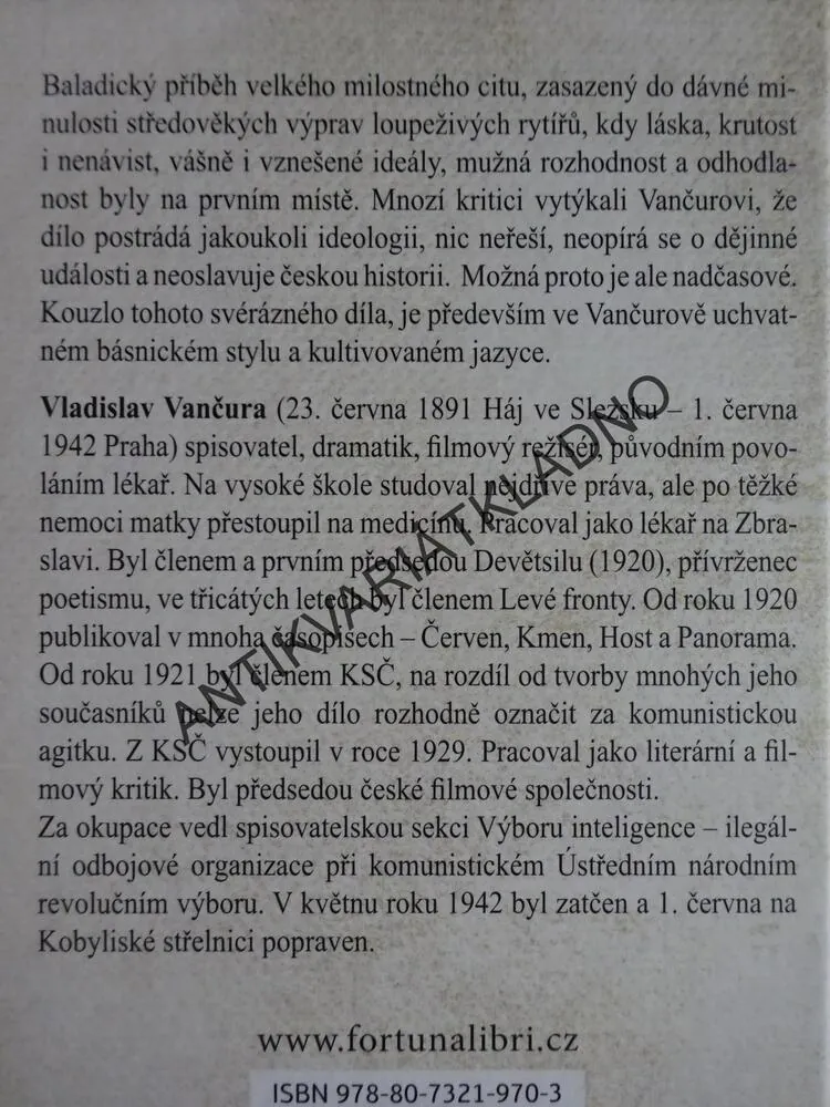 MARKÉTA LAZAROVÁ, VLADISLAV VANČURA, **an