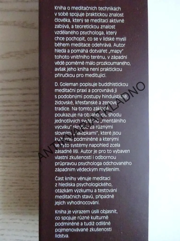 MEDITUJÍCÍ MYSL, TYPY MEDITAČNÍ ZKUŠENOSTI, DANIEL GOLEMAN, **an