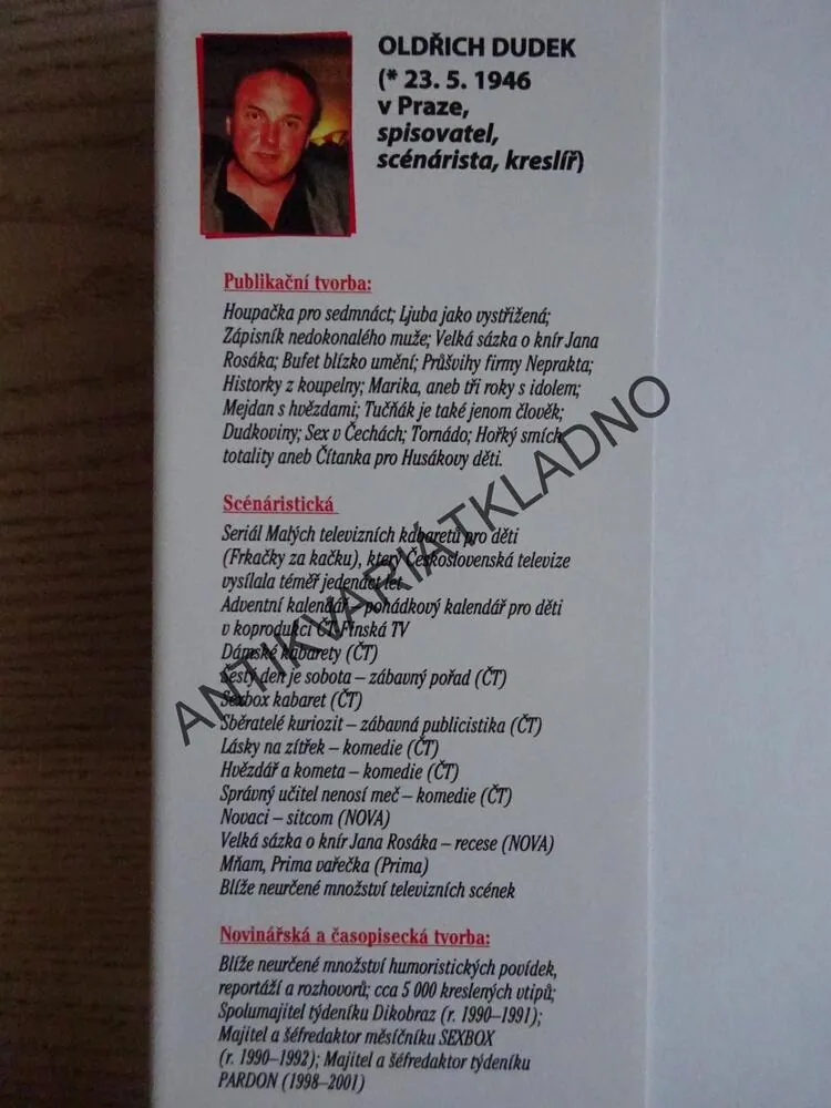 ČESKÝ KOCOURKOV, OLDŘICH DUDEK, **an