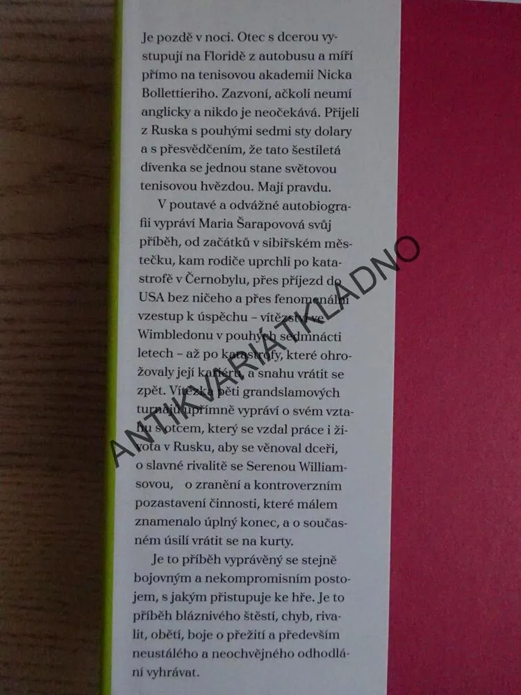NEZASTAVITELNÁ, MARIA ŠARAPOVOVÁ, **an