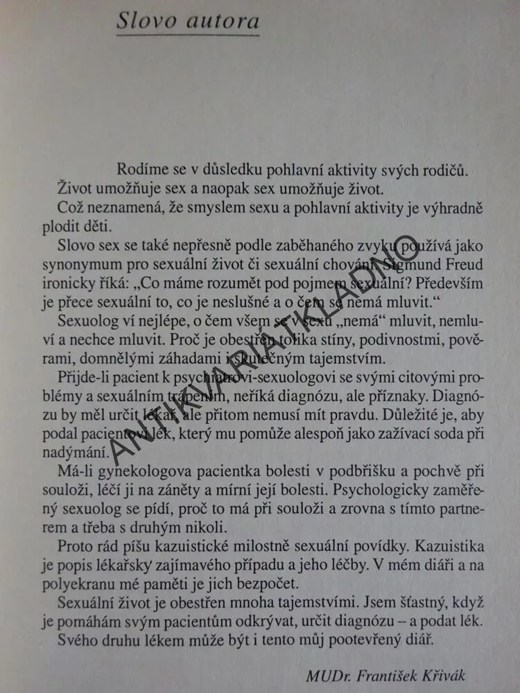 TAJEMSTVÍ SEXUOLOGOVA DIÁŘE, MUDR. FRANTIŠEK KŘÍVÁK, **an
