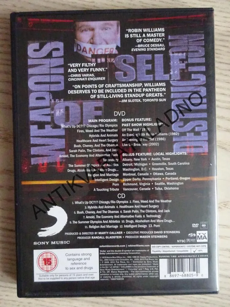 WEAPONS OF SELF DESTRUCTION, ROBIN WILLIAMS, DVD FILM + CD