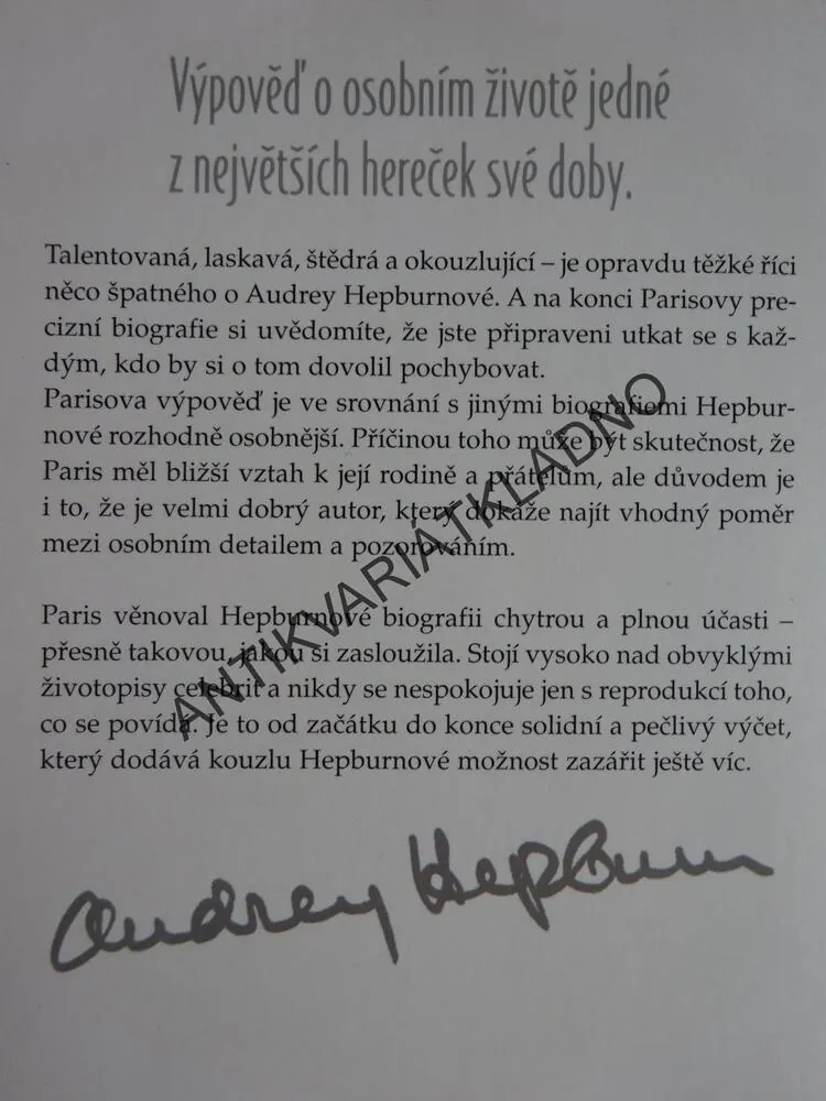 AUDREY HEPBURNOVÁ, BARRY PARIS, **an