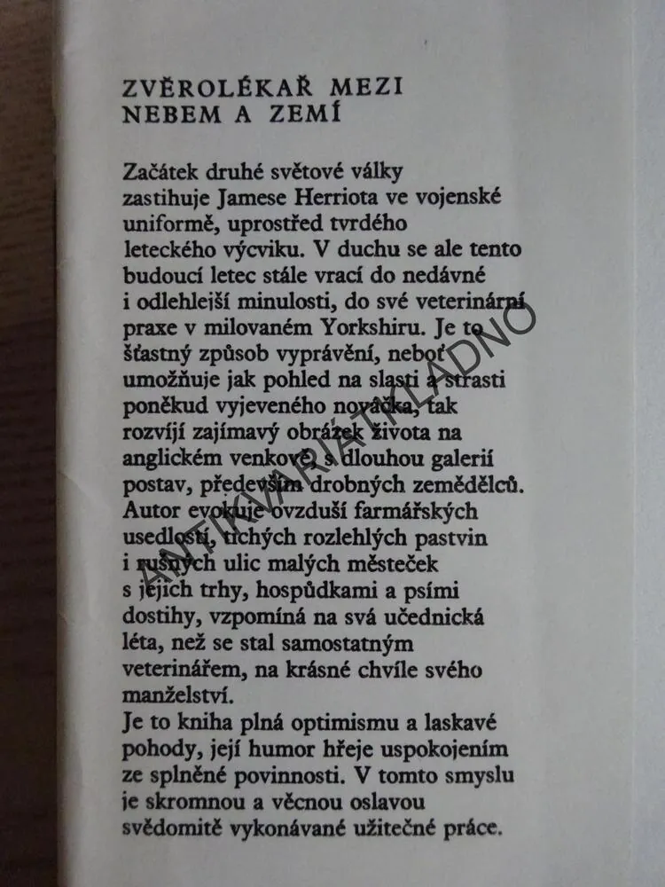 ZVĚROLÉKAŘ MEZI NEBEM A ZEMÍ, JAMES HERRIOT, **an
