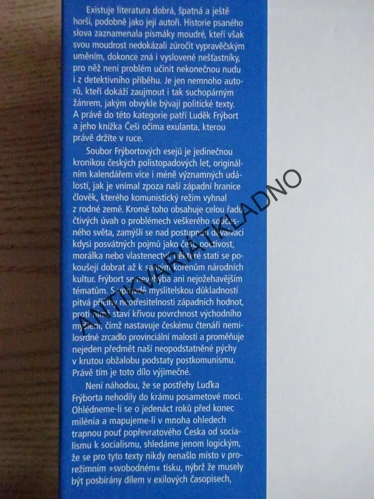 ČEŠI OČIMA EXULANTA ANEB OSMAOSMDESÁT POHLEDŮ ZVENKU, LUDĚK FRÝBORT, **an