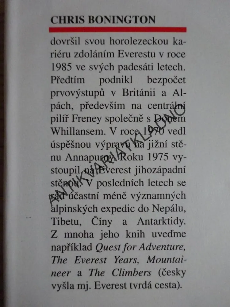 MOŘE, LED A SKÁLY, ROBIN KNOX-JOHNSON, CHRIS BONINGTON, **an