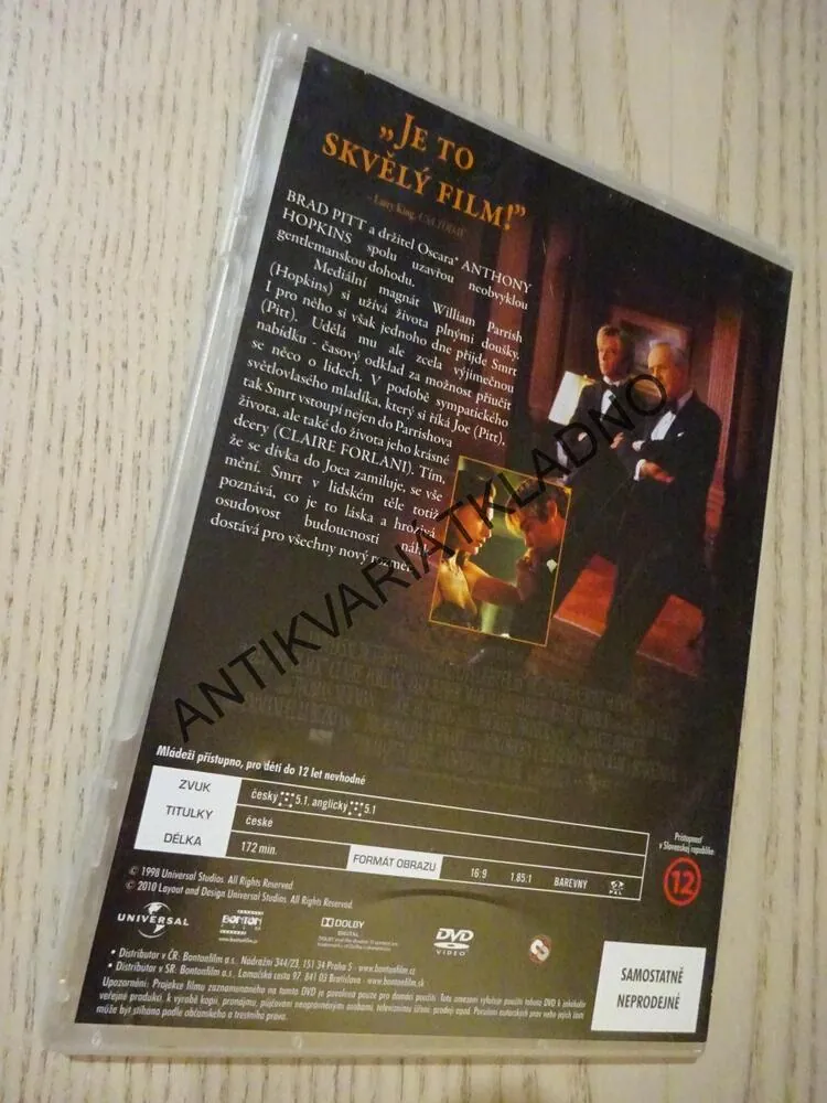 SEZNAMTE SE, JOE BLACK, BRAD PITT, ANTHONY HOPKINS, DVD FILM