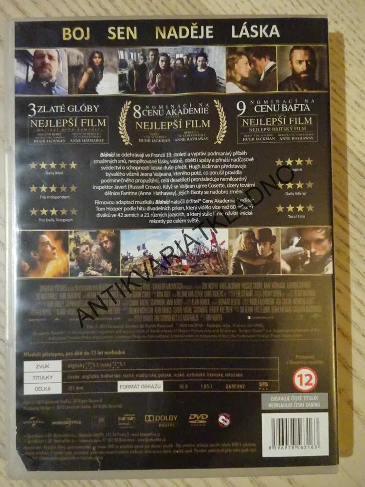 BÍDNÍCI, HUGH JACKMAN, DVD FILM