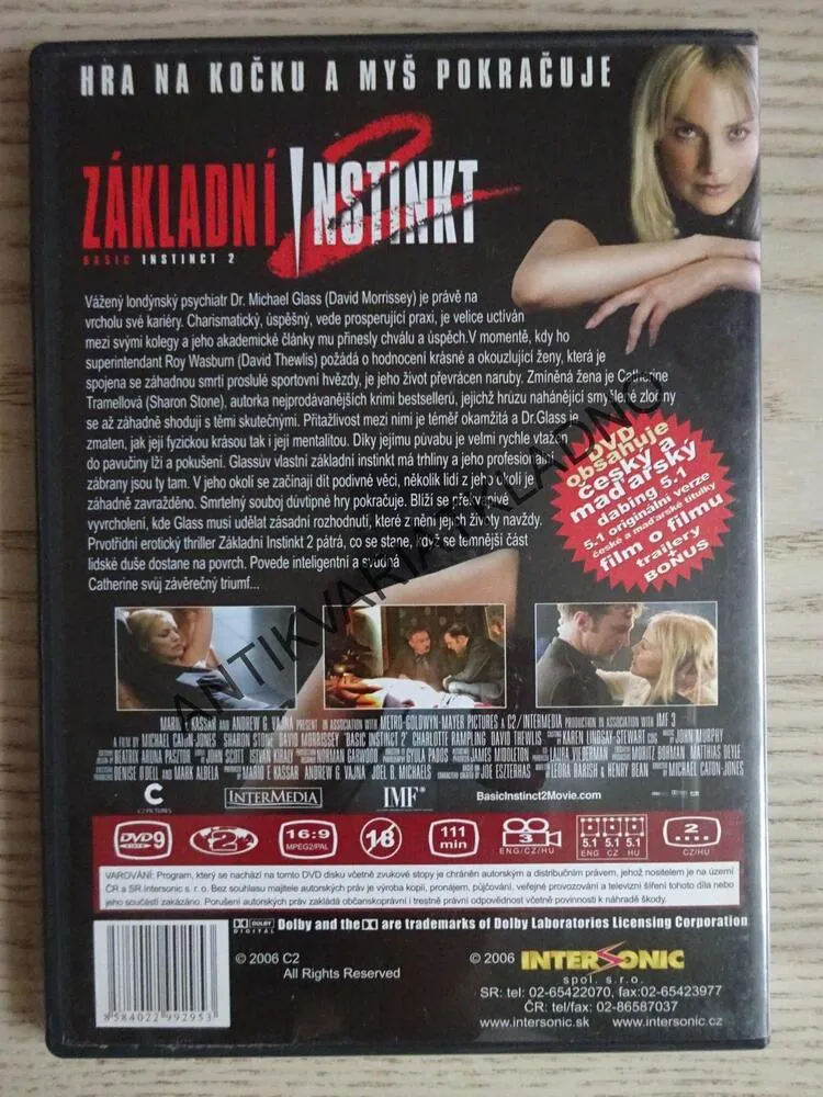 ZÁKLADNÍ INSTINKT 2, SHARON STONE, DVD FILM