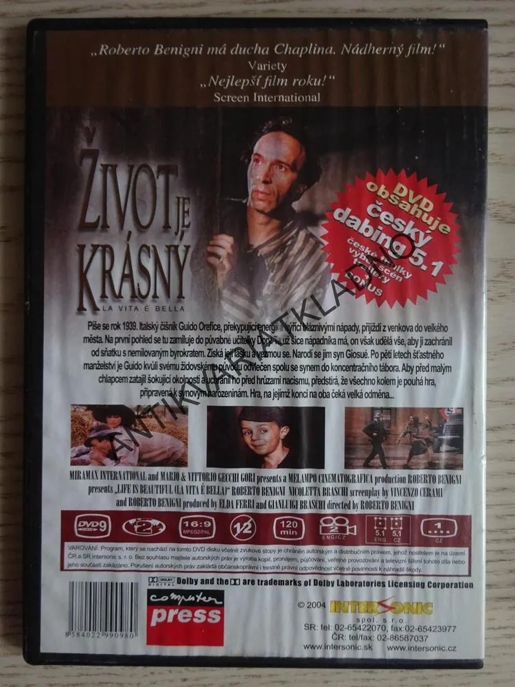 ŽIVOT JE KRÁSNÝ, DVD FILM