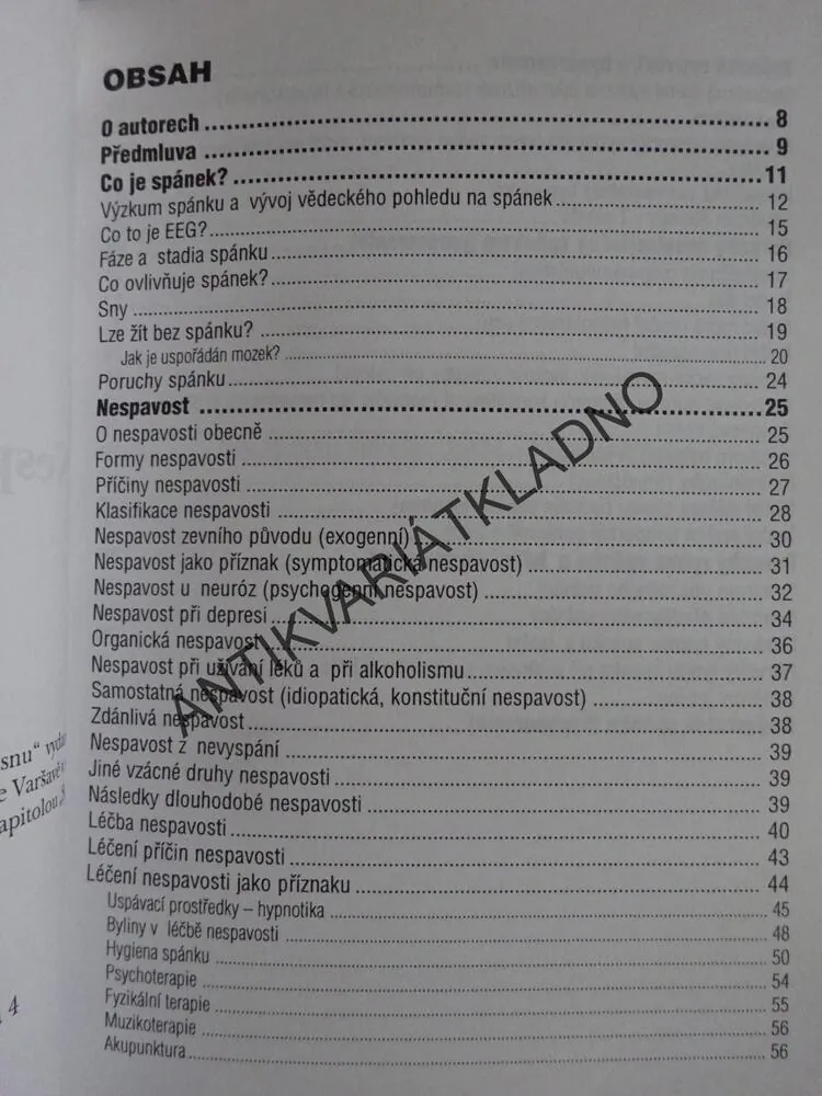 NESPAVOST A JINÉ PORUCHY SPÁNKU, **an