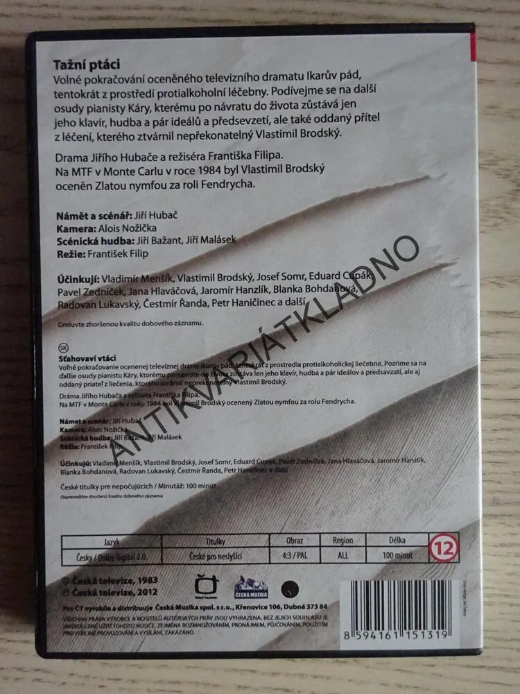 TAŽNÍ PTÁCI, DVD FILM ČR