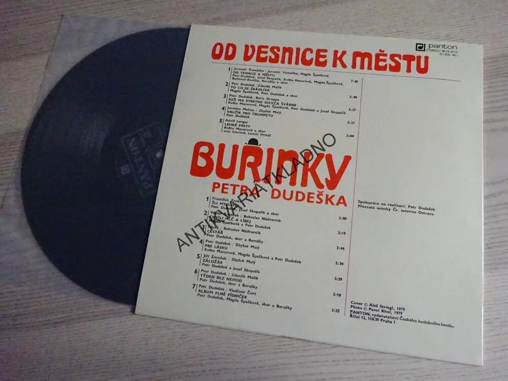 BUŘINKY PETRA DUDEŠKA, OD VESNICE K MĚSTU, DECHOVKA, LIDOVÉ PÍSNĚ, LP