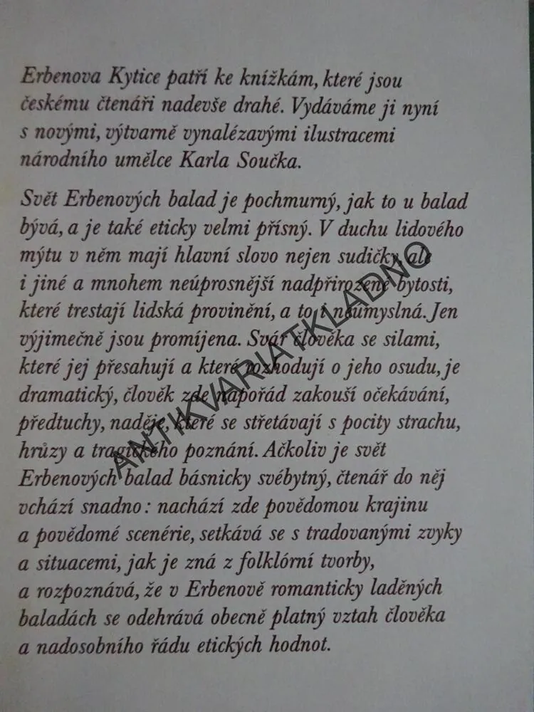 KYTICE, KAREL JAROMÍR ERBEN, **an 