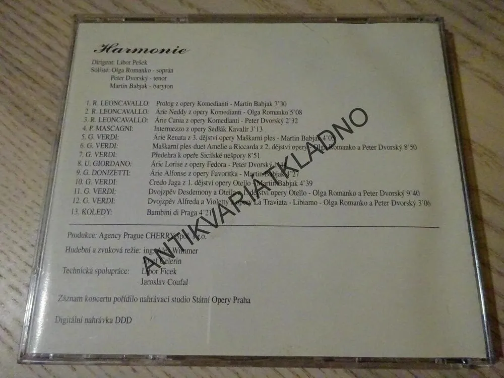 KONCERT HARMONIE LIVE, CD HUDBA