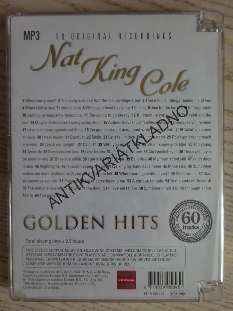 NAT KING COLE, GOLDEN HITS, 60 HITS ON 1 CD, CD HUDBA