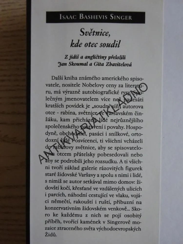 SVĚTNICE, KDE OTEC SOUDIL, ISAAC BASHEVIS SINGER, **an