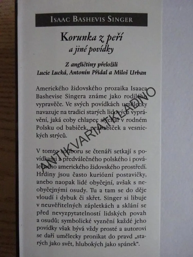 KORUNKA Z PEŘÍ, ISAAC BASHEVIS SINGER, **an