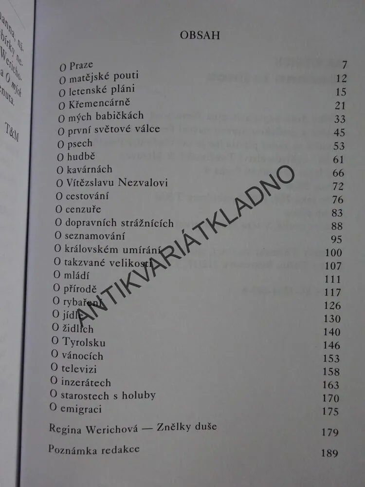 VŠECHNO JE JINAK, JAN WERICH, **an