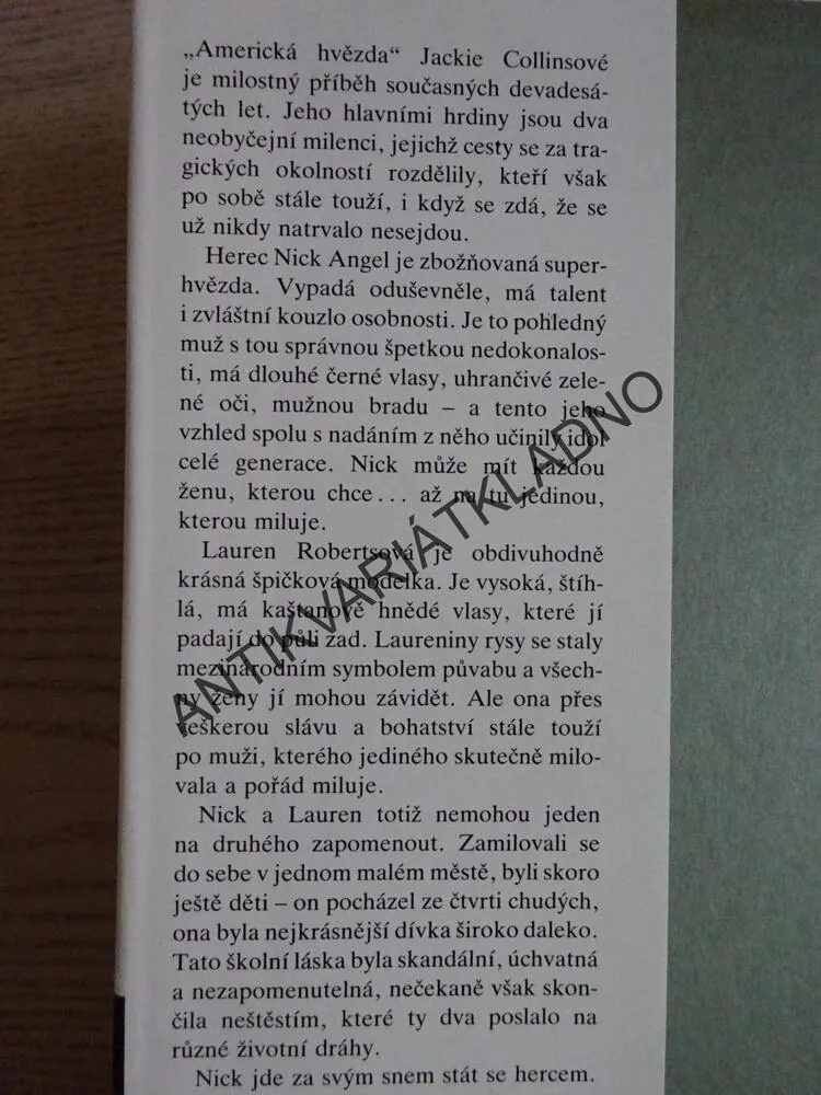 AMERICKÁ HVĚZDA, PŘÍBĚH JEDNÉ LÁSKY, JACKIE COLLINSOVÁ, **an