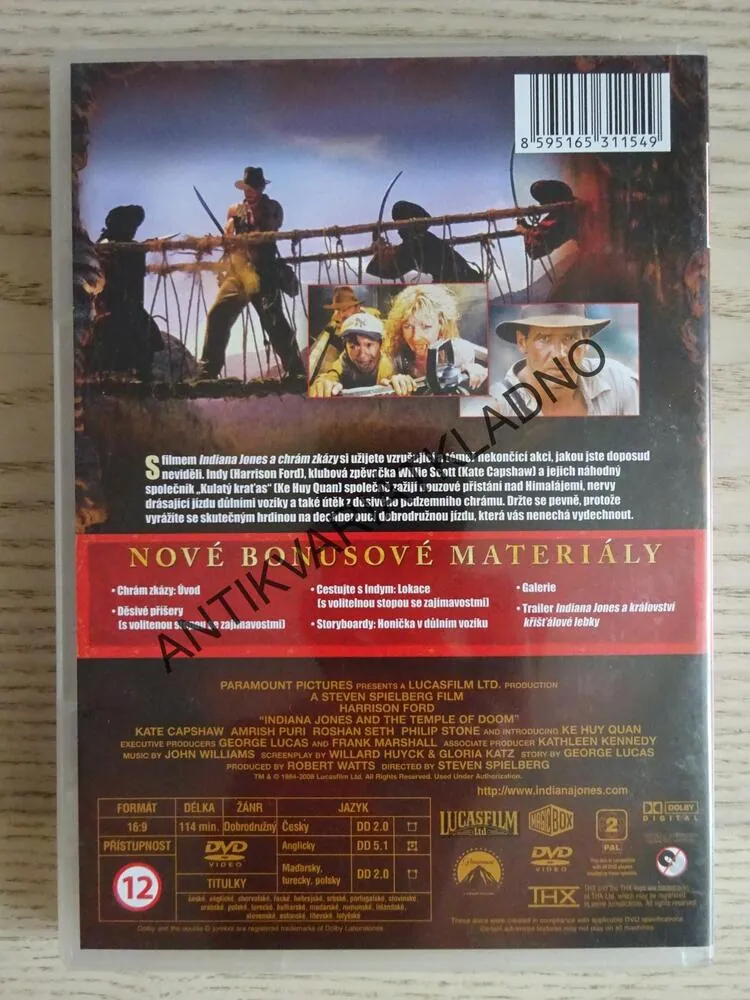INDIANA JONES A CHRÁM ZKÁZY, DVD FILM