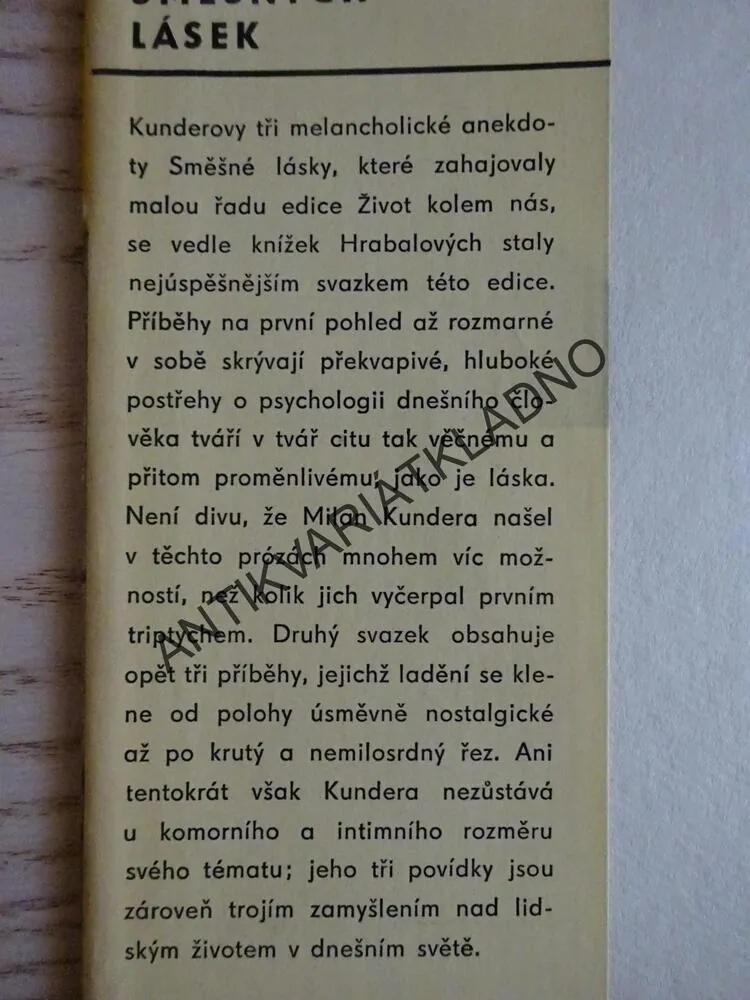 DRUHÝ SEŠIT SMĚŠNÝCH LÁSEK, MILAN KUNDERA, **an