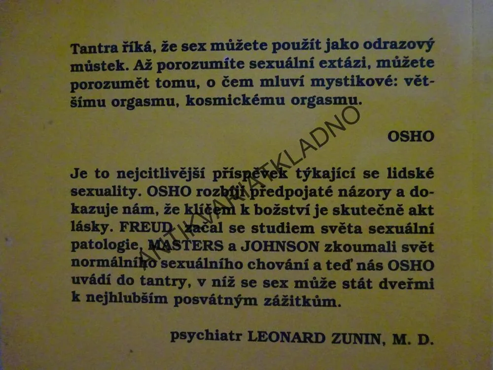 TANTRA, SPIRITUALITA A SEX, OSHO, **an
