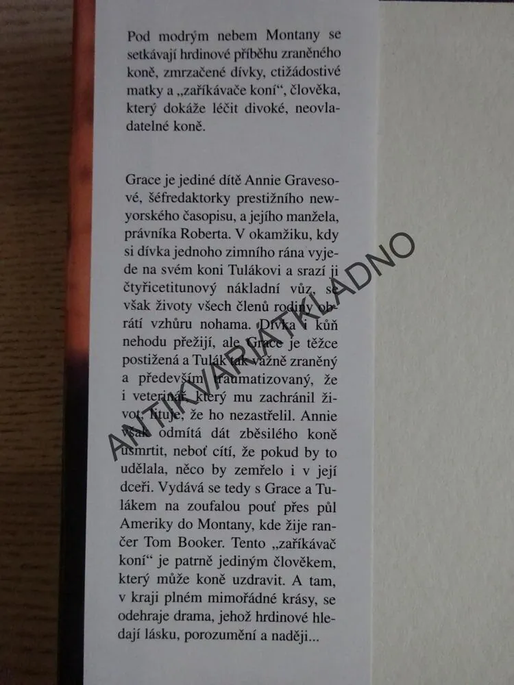 ZAŘÍKAVAČ KONÍ, NICHOLAS EVANS, **an