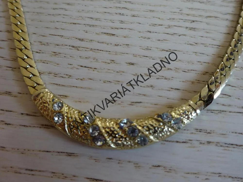 ŠPERK ŘETÍZEK S KAMINKY, STARÁ OZDOBA RETRO